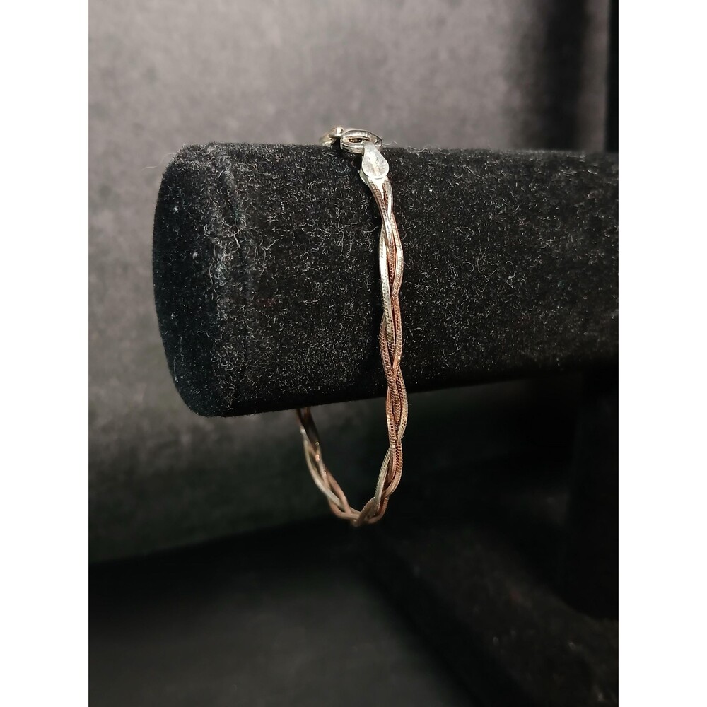 Dyadema Vintage Sterling Silver 925 Tritone Braided Italian Bracelet 7in